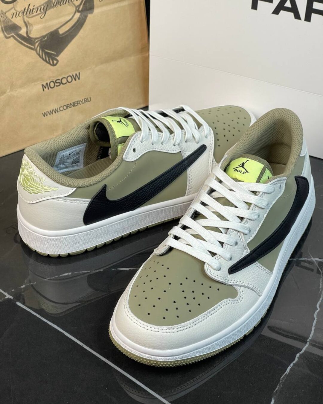 Кеды Travis Scott x Air Jordan 1 Low Golf Neutral Olive S — фото 4