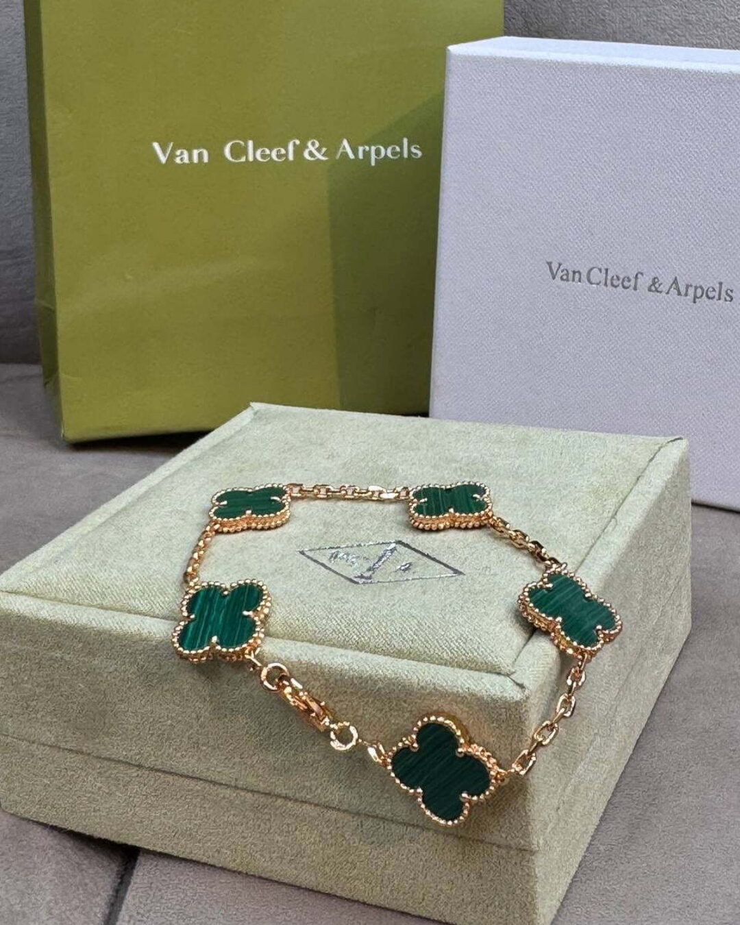 Браслет Van Cleef & Arpels Vintage Alhambra (Gold/Green)