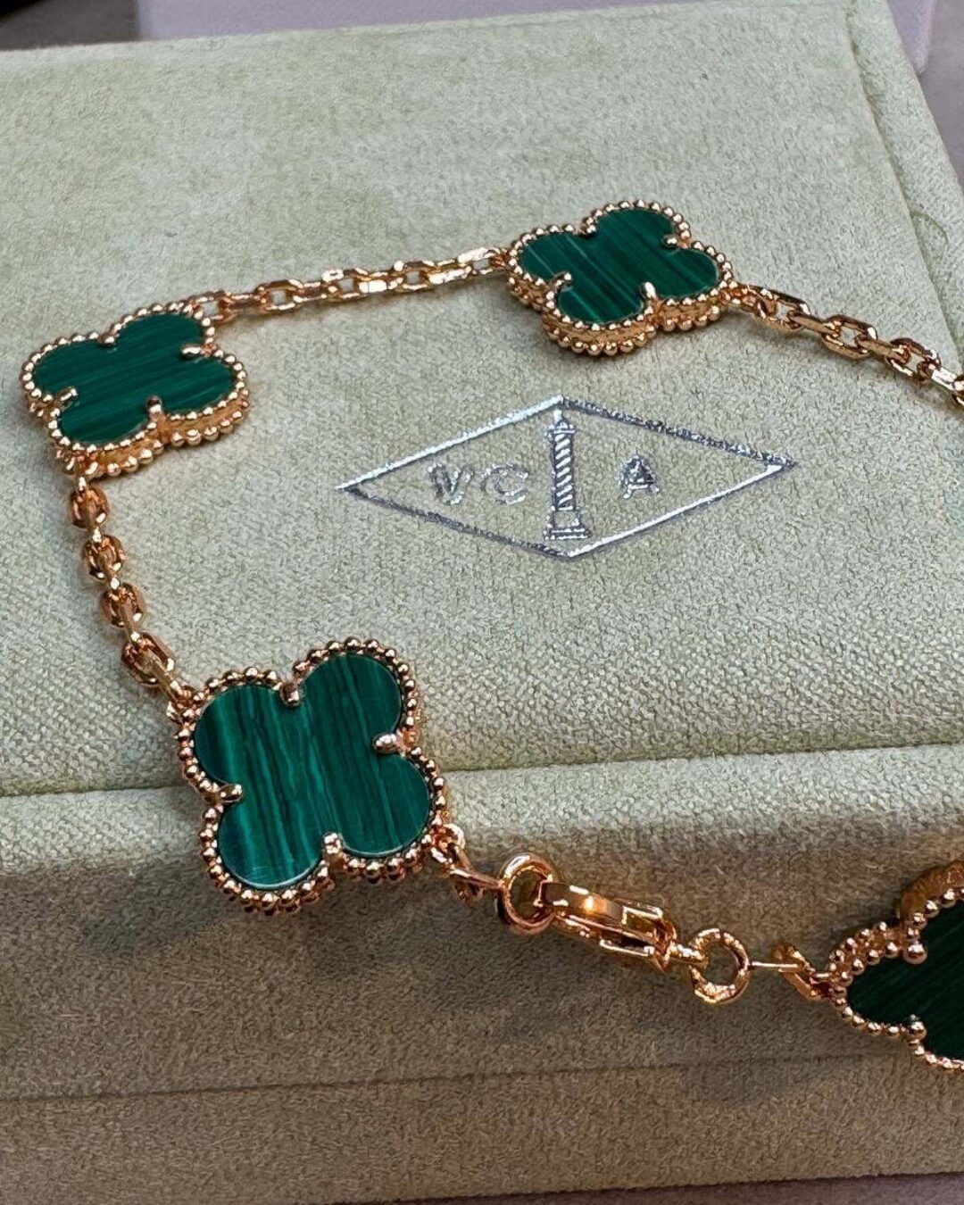 Браслет Van Cleef & Arpels Vintage Alhambra (Gold/Green)