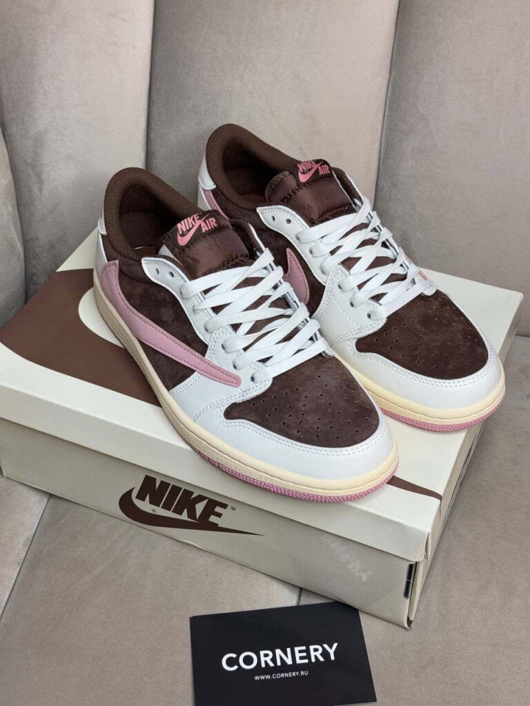 Кеды Travis Scott x Air Jordan 1 Pink Oxford