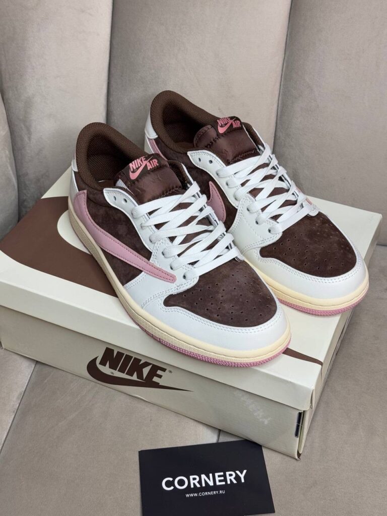 Кеды Travis Scott x Air Jordan 1 Pink Oxford