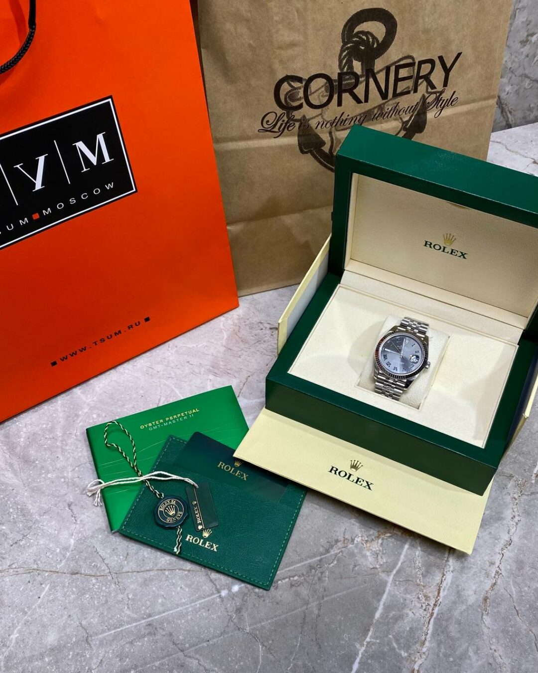 Часы Rolex DateJust Green Silver