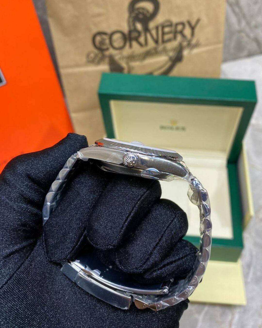Часы Rolex DateJust Green Silver