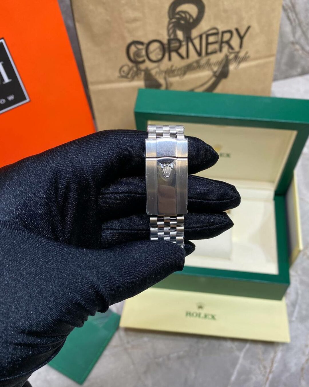Часы Rolex DateJust Green Silver