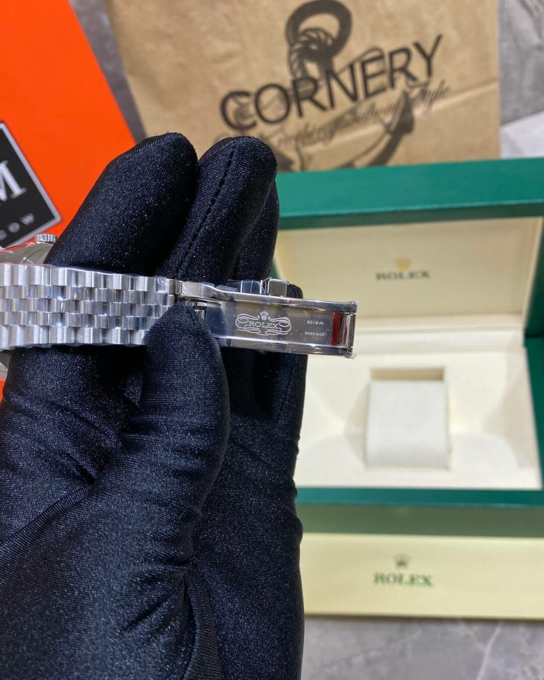Часы Rolex DateJust Green Silver