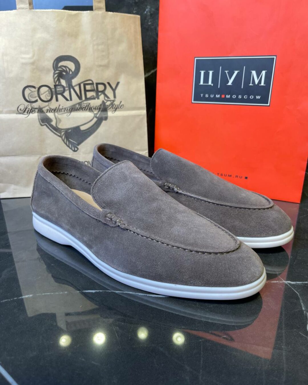 Лоферы Loro Piana Light Grey