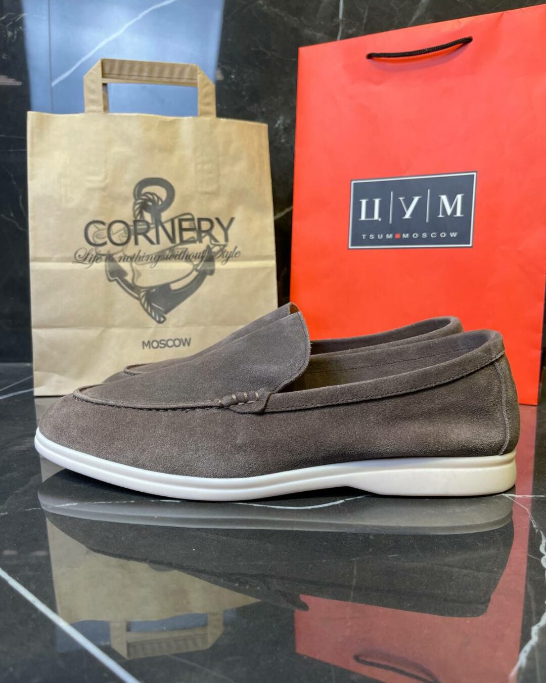 Лоферы Loro Piana Light Grey