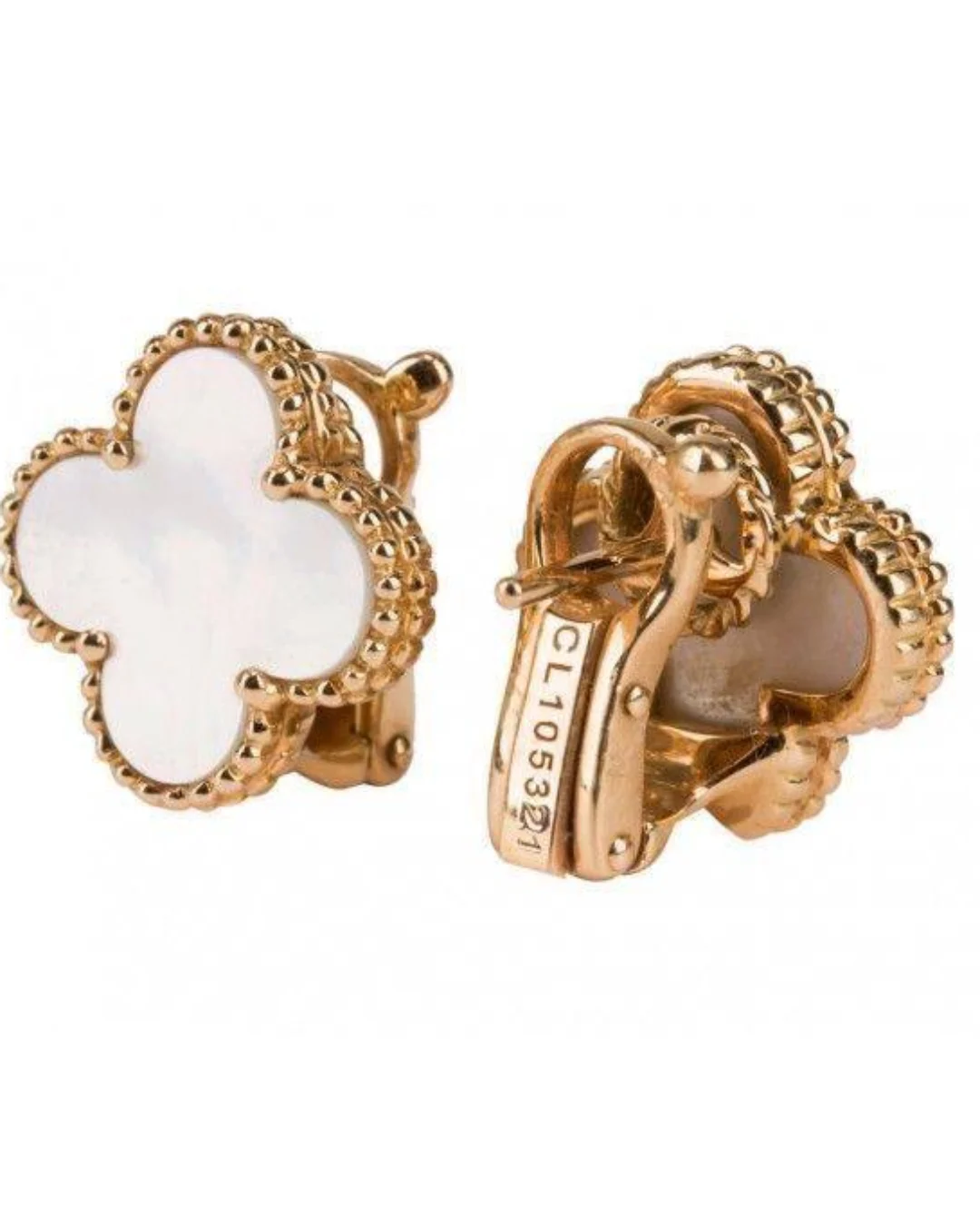 Серьги Van Cleef & Arpels Vintage Alhambra (Rose gold/White) — фото 4