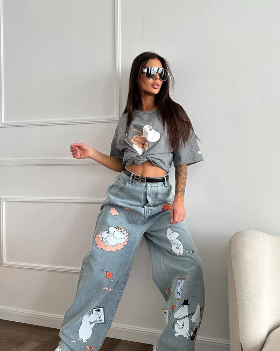 Джинсы Acne x Moomin