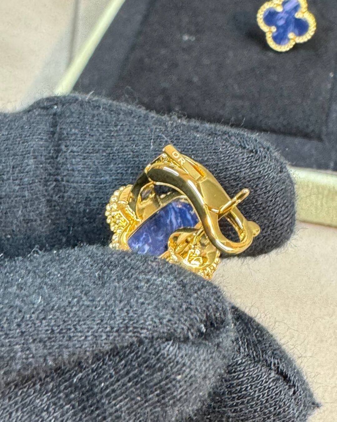 Серьги Van Cleef & Arpels Vintage Alhambra (Gold/Blue)