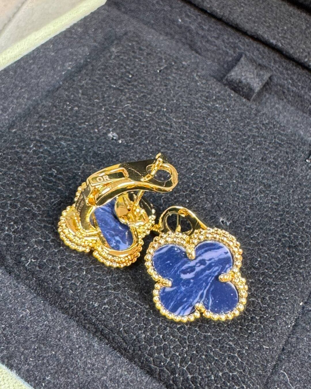 Серьги Van Cleef & Arpels Vintage Alhambra (Gold/Blue)