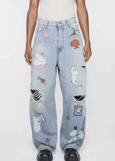 Джинсы Acne x Moomin