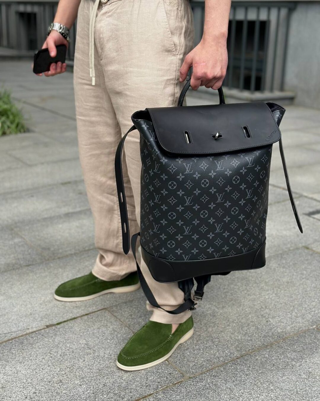 Лоферы Loro Piana Army Green