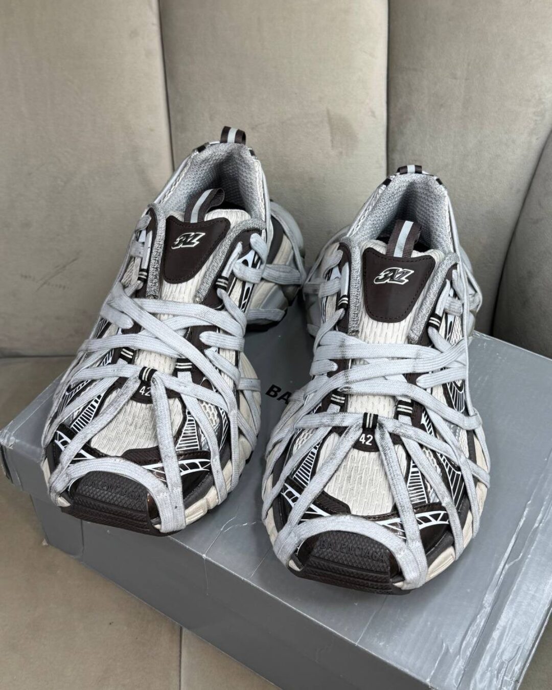 Кроссовки Balenciaga 3XL Extreme Lace Trainers Silver