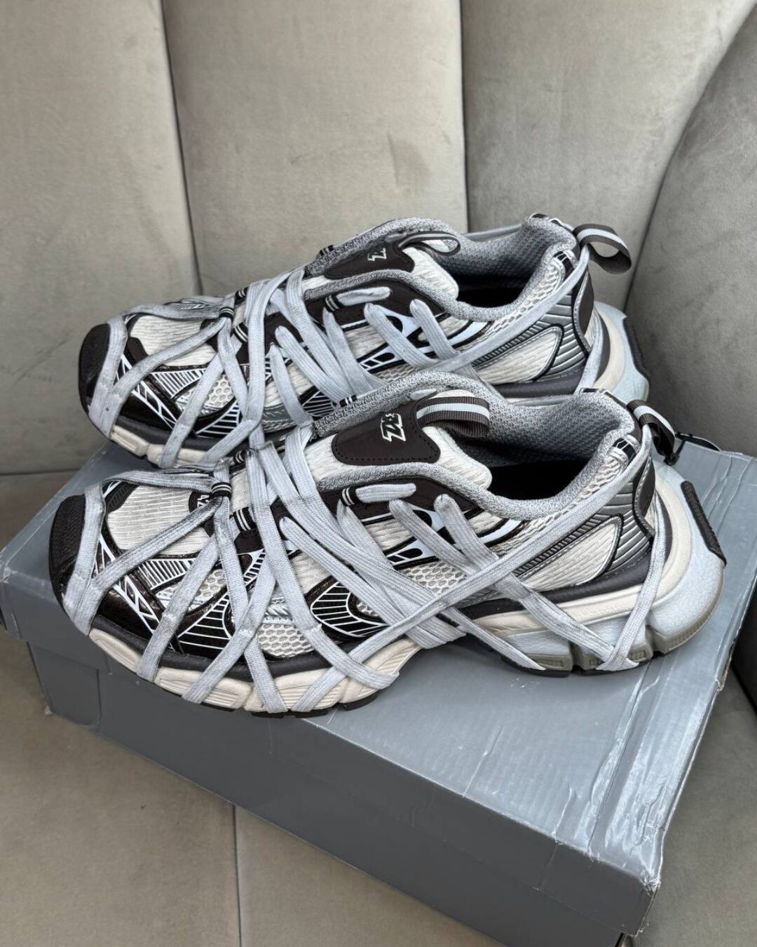 Кроссовки Balenciaga 3XL Extreme Lace Trainers Silver