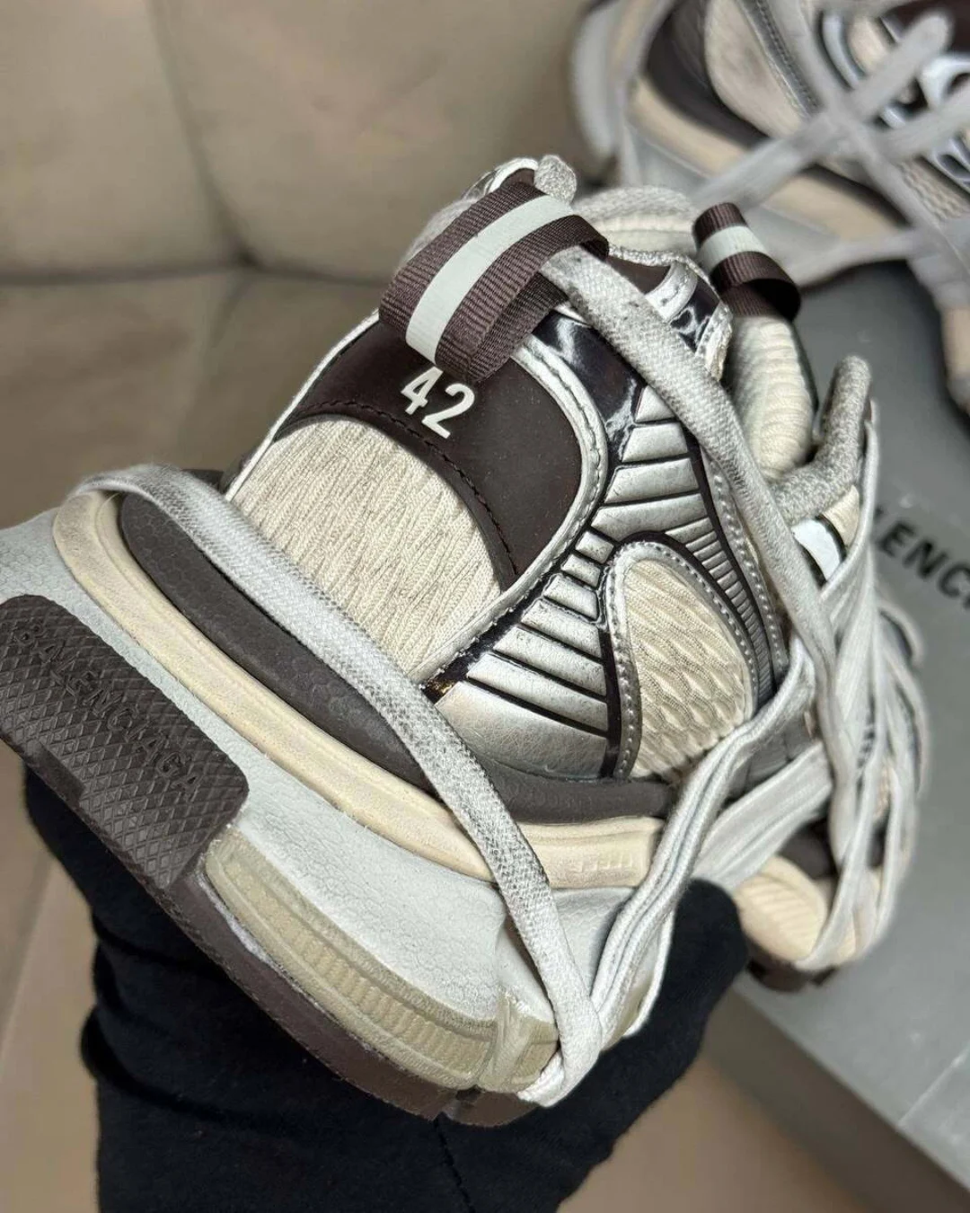 Кроссовки Balenciaga 3XL Extreme Lace Trainers Silver — фото 6