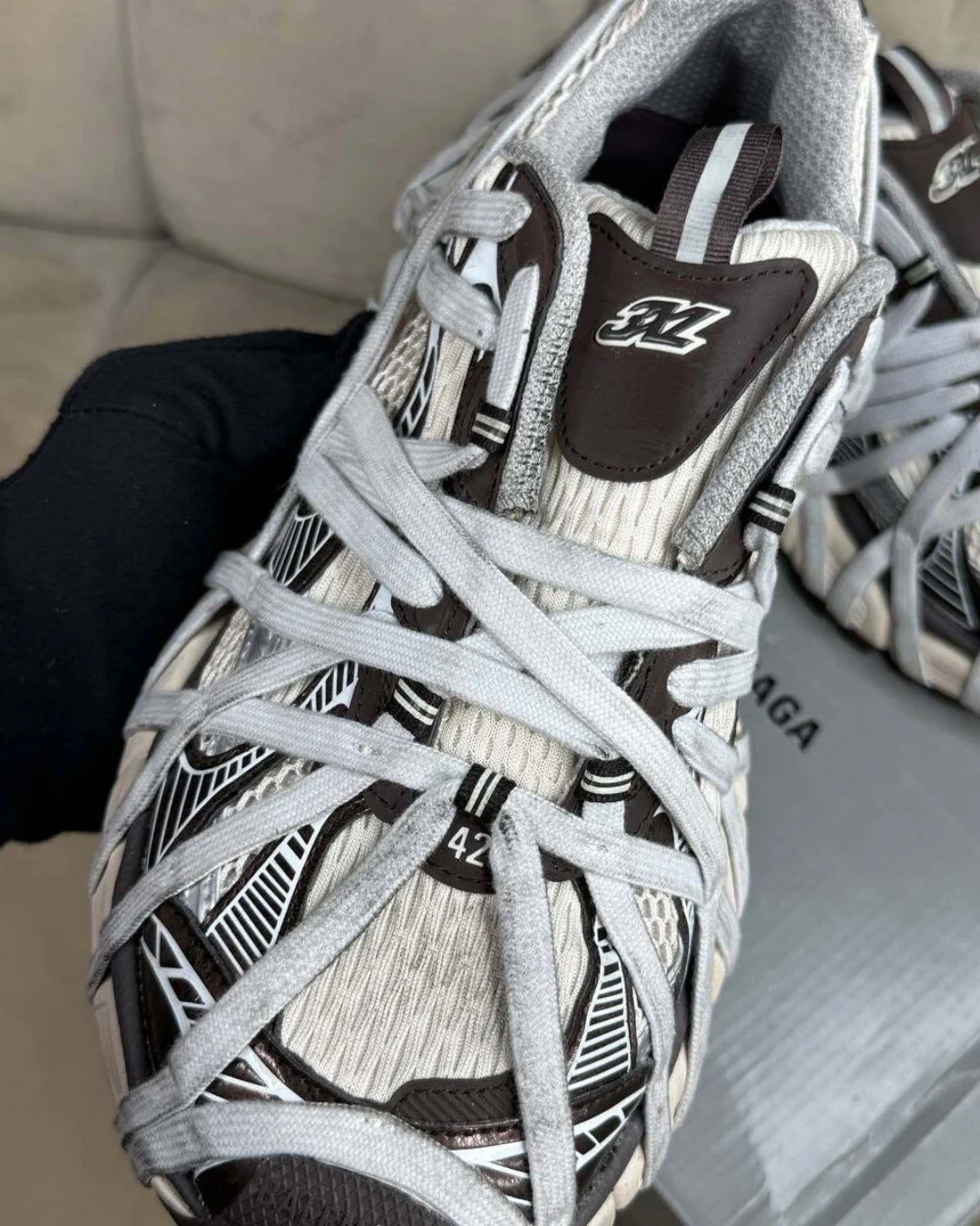 Кроссовки Balenciaga 3XL Extreme Lace Trainers Silver — фото 8